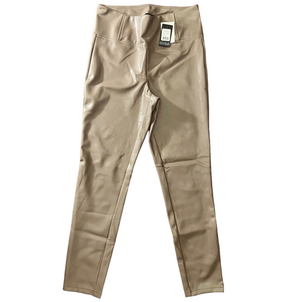 NWT Studio Badgley Mischka Taupe Faux Leather Leggings